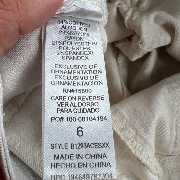 Democracy "Ab"Technology Winter White Mid Rise Ankle Tummy Control Jeans Size 6 - Picture 10 of 14